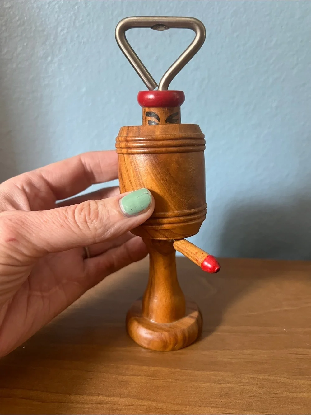 Vintage Handmade 1950s Wooden Bottle Opener Barrel NSFW Funny Surprise